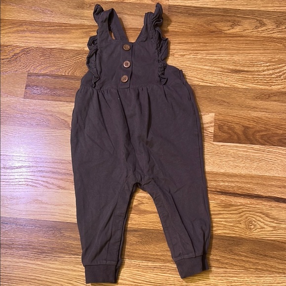 Grey Ruffled Kids Overalls - Picture 1 of 1
